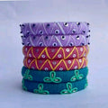 Teal Silver Pearl Bangle Set